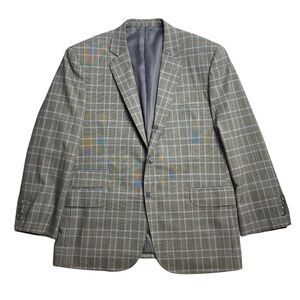 Alba Grey & Blue Plaid Cashmere two button double vent Sport Coat